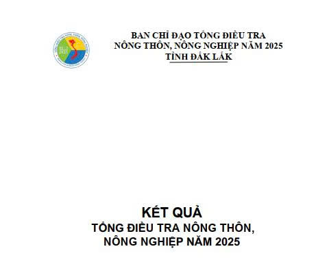 Kết quả Tổng điều tra Nông thôn, nông nghiệp tỉnh Đắk Lắk năm 2025